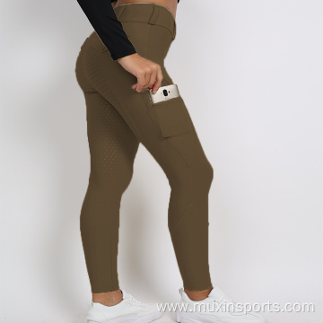 Brown Full Seat Silicone Woman Equestrian Breeches Tights